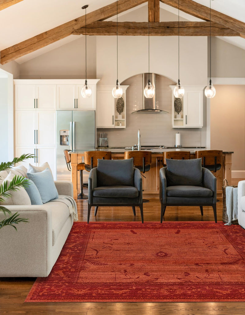 Horizon Collection Area Rug -  Apex (Rust Red) Square Rust Red  lifestyle 39