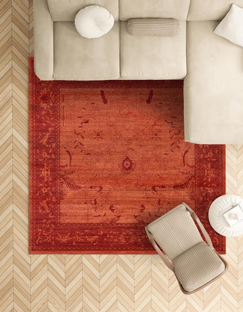 Horizon Collection Area Rug -  Apex (Rust Red) Square Rust Red  lifestyle 47
