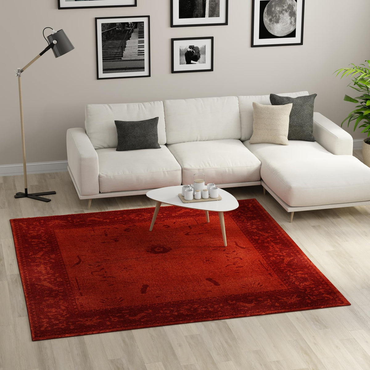Horizon Collection Area Rug -  Apex (Rust Red) Square Rust Red  lifestyle 46
