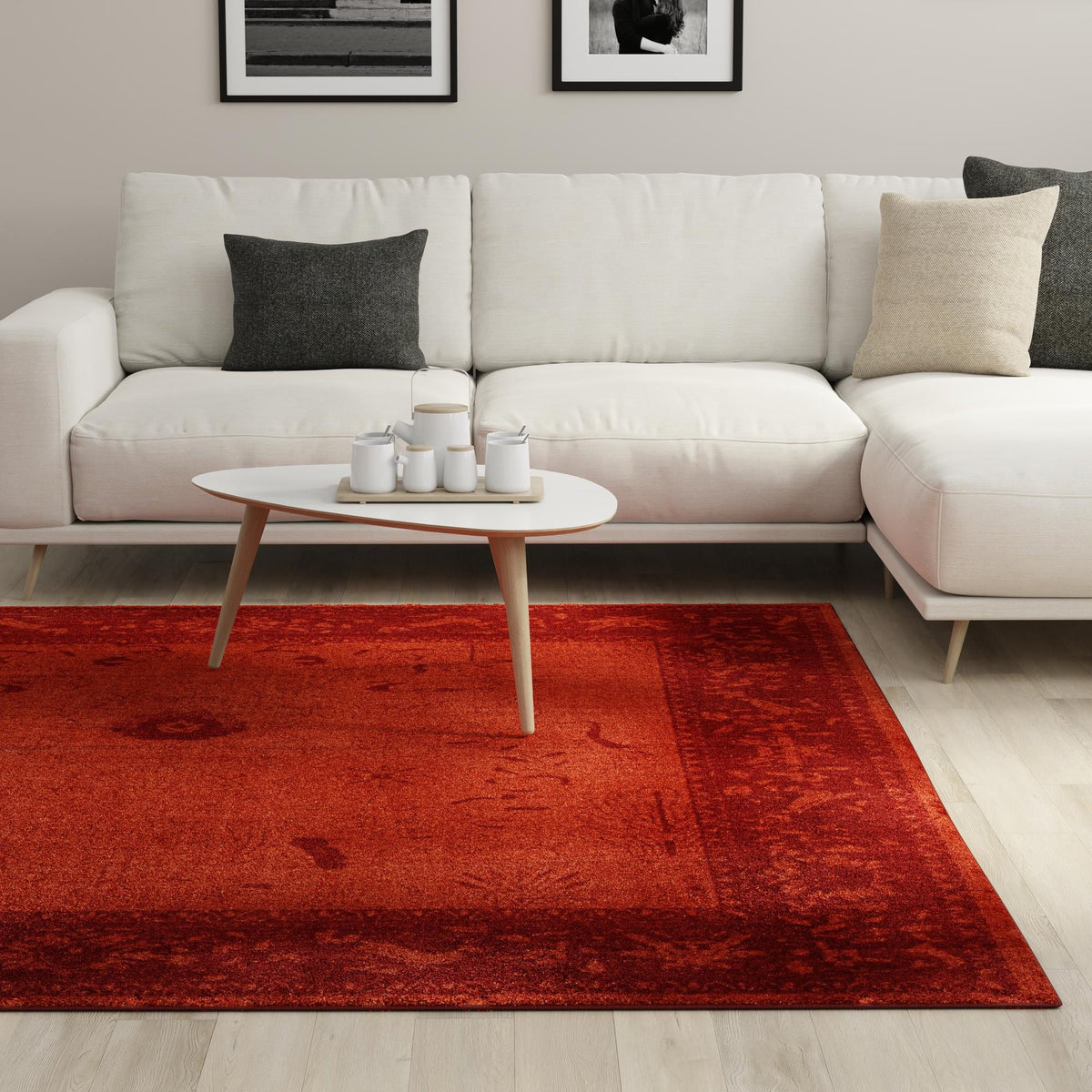 Horizon Collection Area Rug -  Apex (Rust Red) Square Rust Red  lifestyle 47