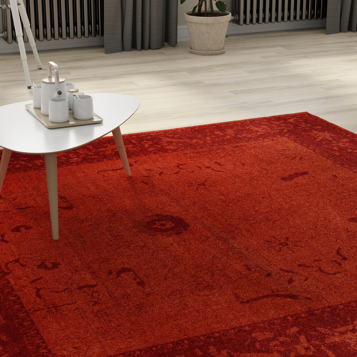 Horizon Collection Area Rug -  Apex (Rust Red) Square Rust Red  lifestyle 48