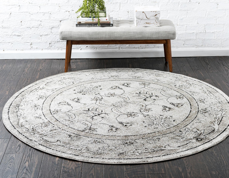 Horizon Collection Area Rug -  Tundra Round Gray  lifestyle 20