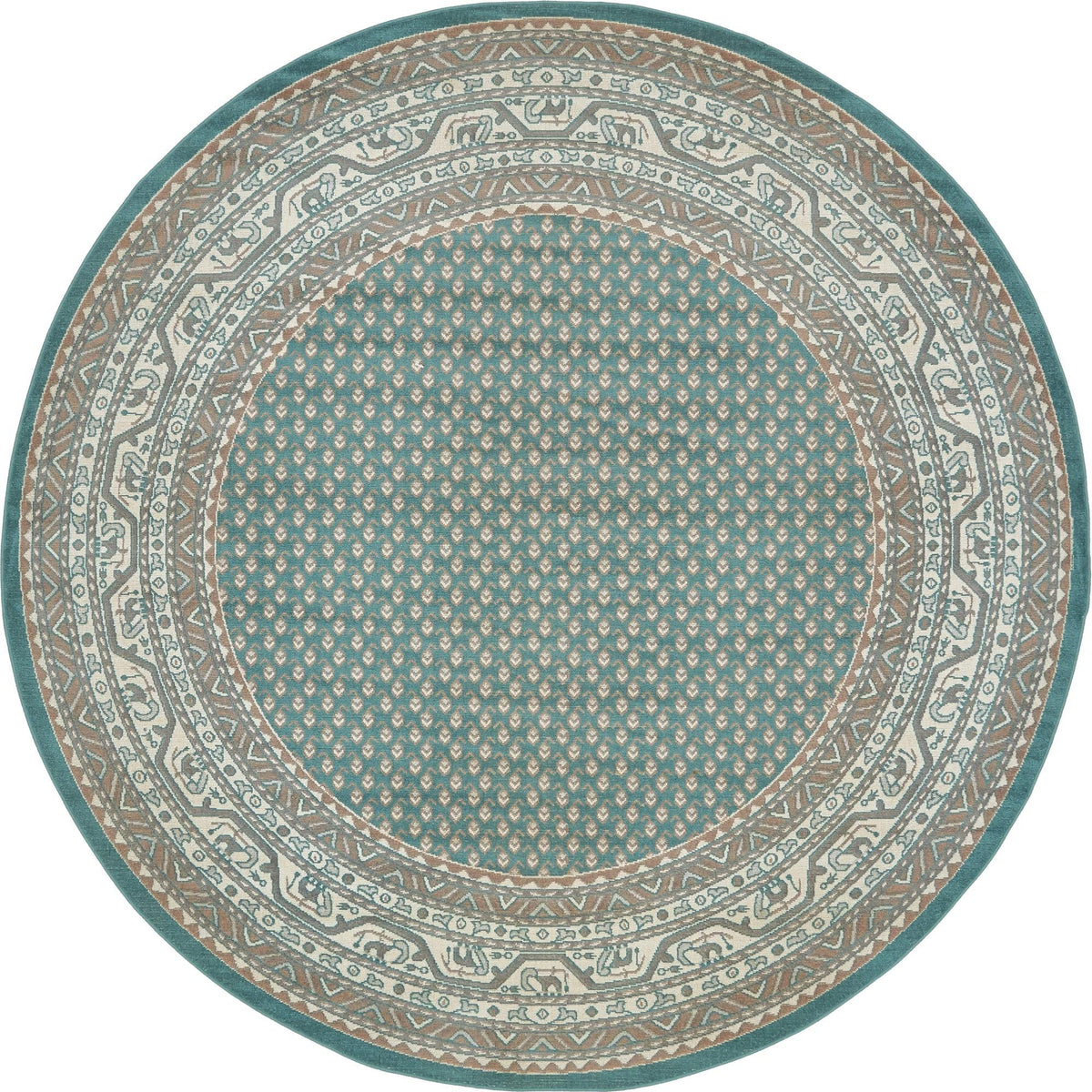 Soho Elegance Collection Area Rug -  Mercer (Turquoise) Round Turquoise  lifestyle 17