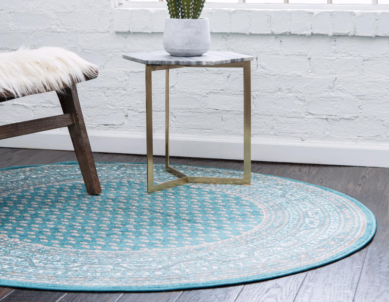 Soho Elegance Collection Area Rug -  Mercer (Turquoise) Round Turquoise  lifestyle 32