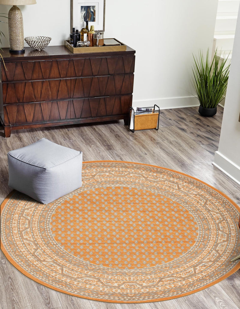 Soho Elegance Collection Area Rug -  Mercer (Orange) Round Orange  lifestyle 18