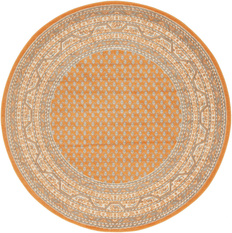Soho Elegance Collection Area Rug -  Mercer (Orange) Round Orange  lifestyle 16