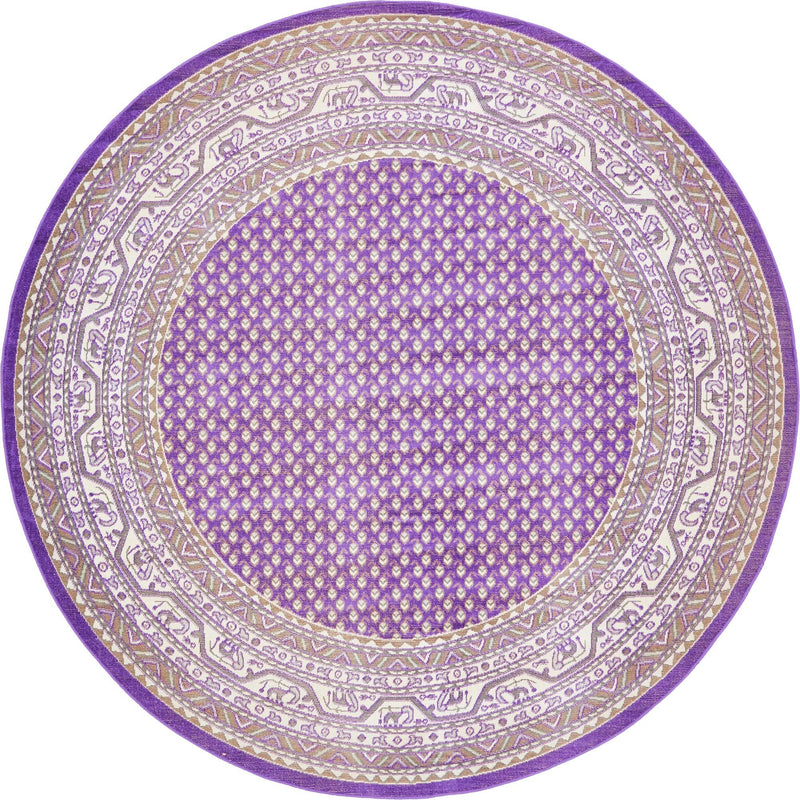 Soho Elegance Collection Area Rug -  Mercer (Violet) Round Violet  lifestyle 12