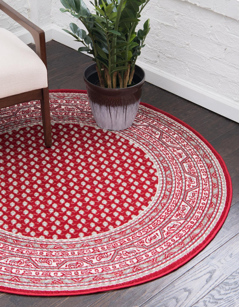 Soho Elegance Collection Area Rug -  Mercer (Red) Round Red  lifestyle 14