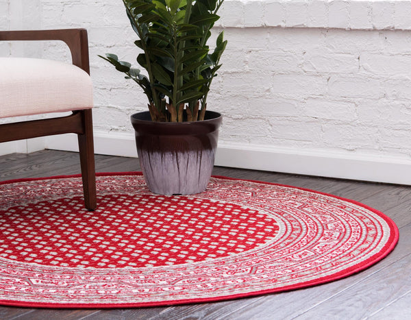 Soho Elegance Collection Area Rug -  Mercer (Red) Round Red  lifestyle 18