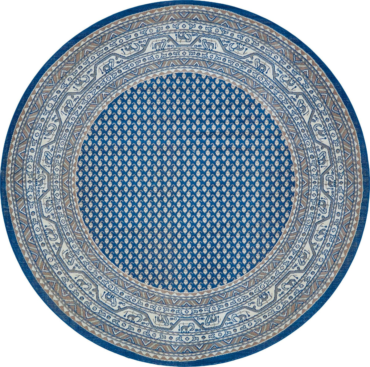 Soho Elegance Collection Area Rug -  Mercer (Blue) Round Blue  lifestyle 17