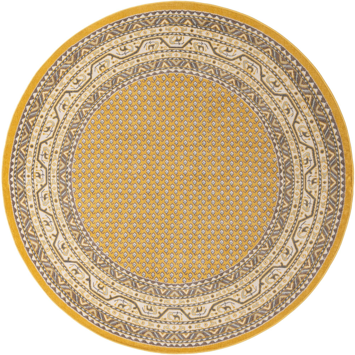 Soho Elegance Collection Area Rug -  Mercer (Yellow) Round Yellow  lifestyle 12