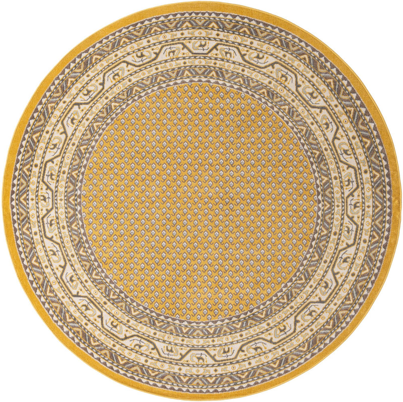 Soho Elegance Collection Area Rug -  Mercer (Yellow) Round Yellow  lifestyle 12