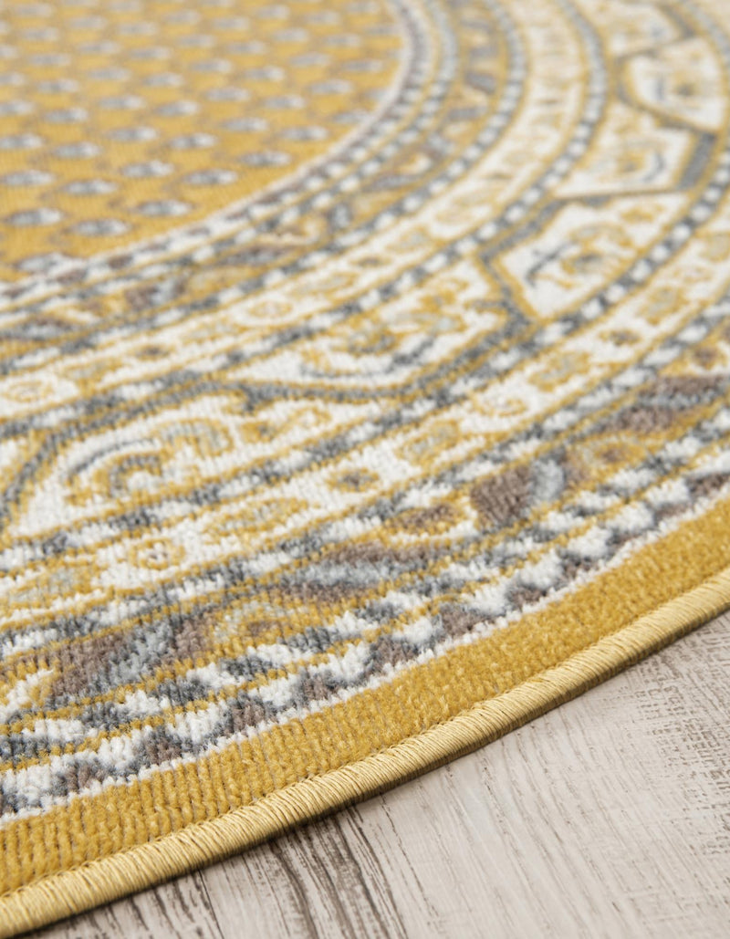 Soho Elegance Collection Area Rug -  Mercer (Yellow) Round Yellow  lifestyle 23