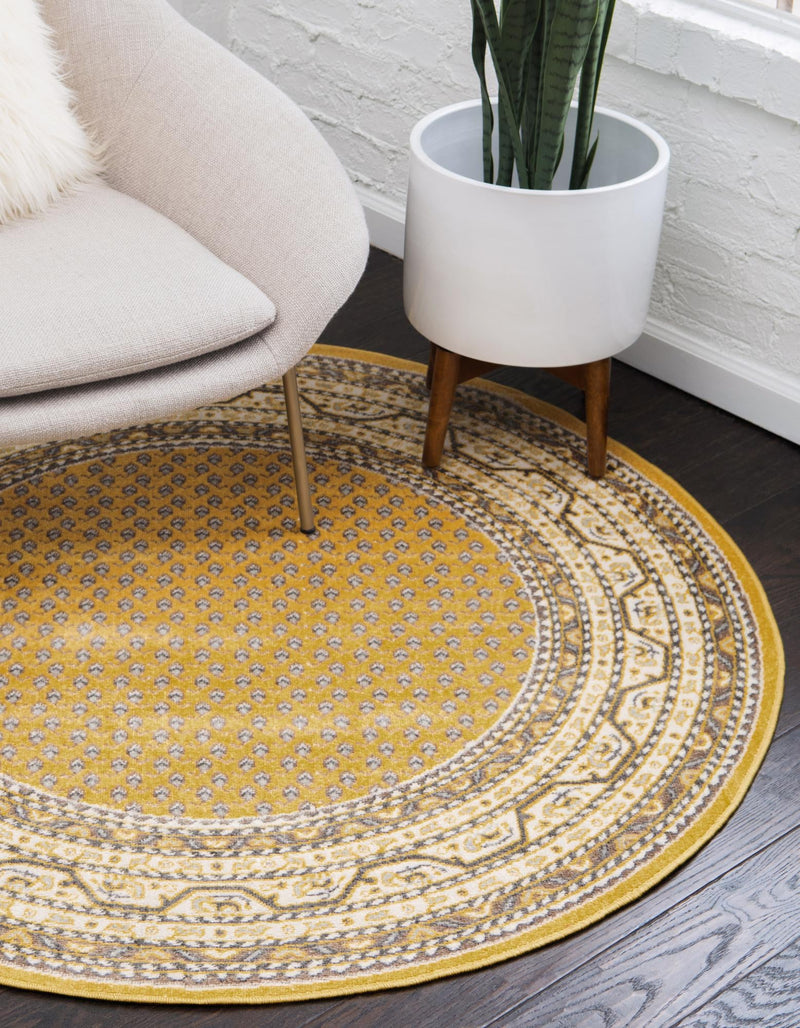 Soho Elegance Collection Area Rug -  Mercer (Yellow) Round Yellow  lifestyle 25