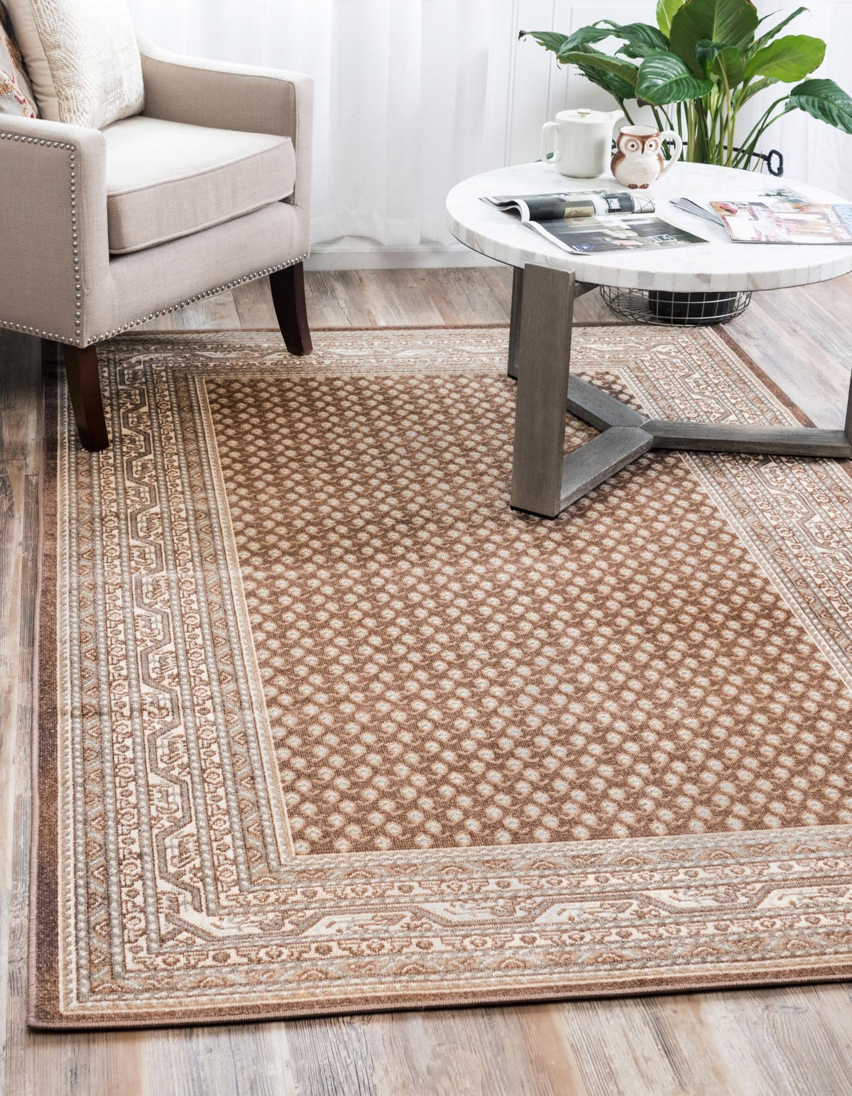 Soho Elegance Collection Area Rug -  Mercer (Brown) Rectangle Brown  lifestyle 3