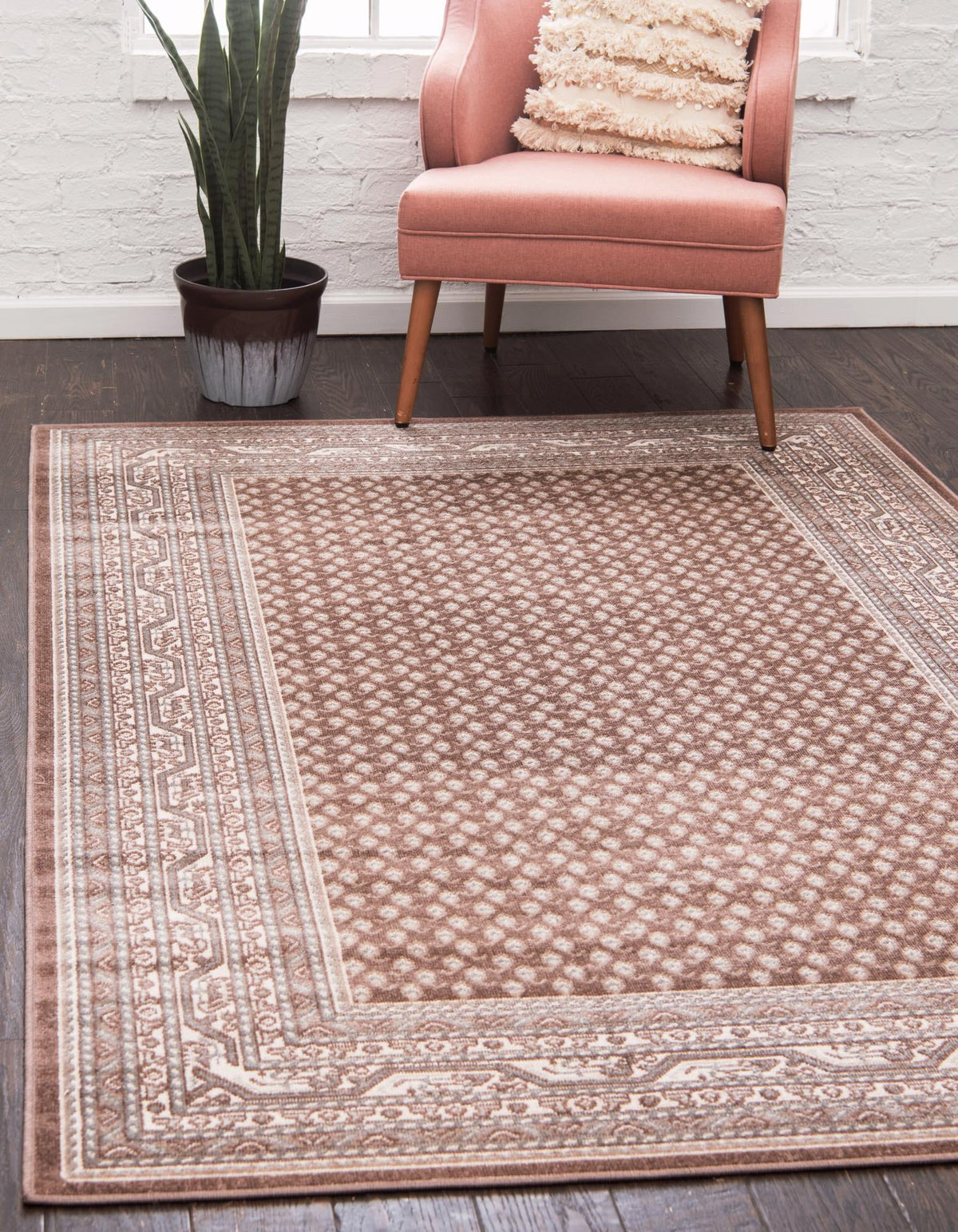 Soho Elegance Collection Area Rug -  Mercer (Brown) Rectangle Brown  lifestyle 2