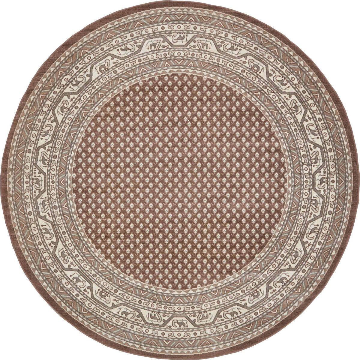 Soho Elegance Collection Area Rug -  Mercer (Brown) Round Brown  lifestyle 18