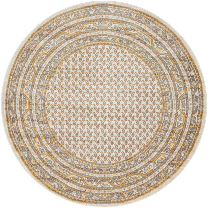 Soho Elegance Collection Area Rug -  Mercer (Beige) Round Beige  lifestyle 6