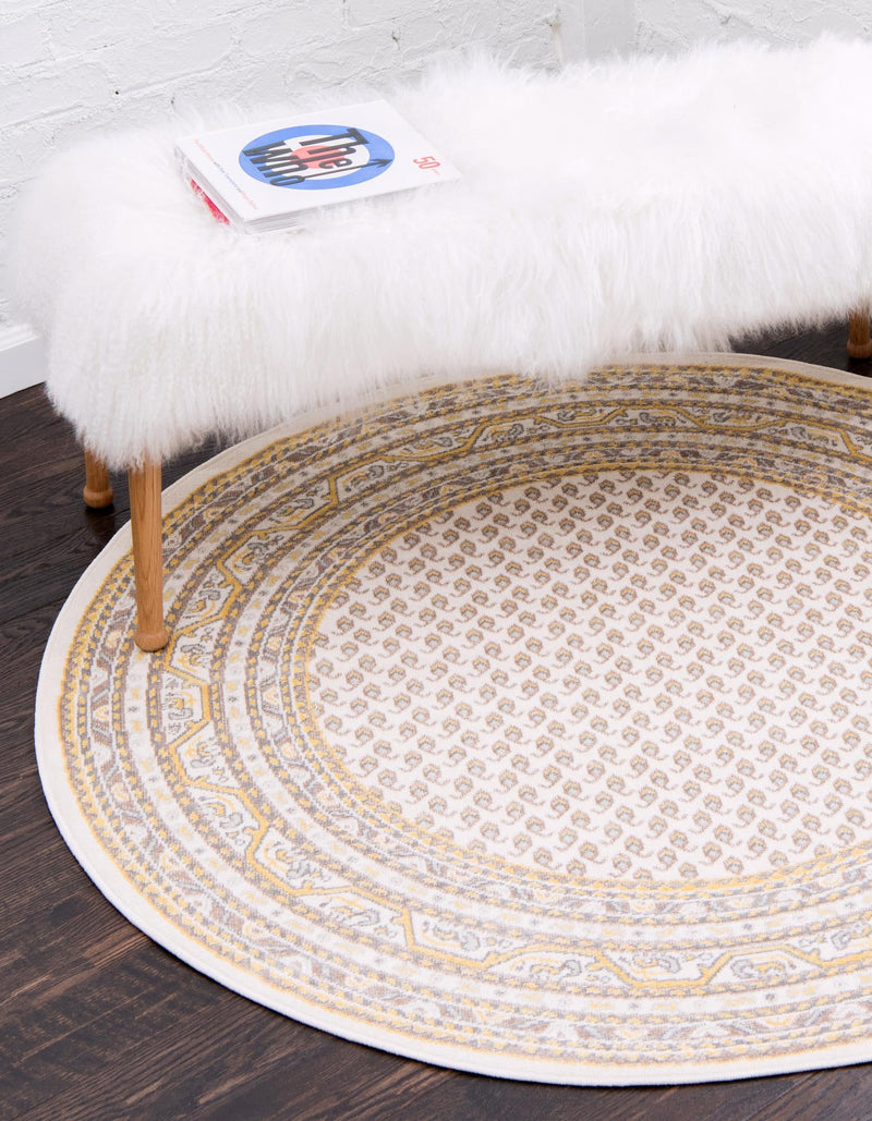 Soho Elegance Collection Area Rug -  Mercer (Beige) Round Beige  lifestyle 8