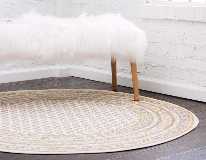 Soho Elegance Collection Area Rug -  Mercer (Beige) Round Beige  lifestyle 11