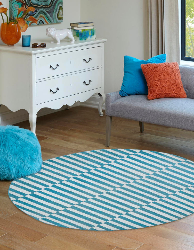 Soho Elegance Collection Area Rug -  Hudson (Turquoise) Round Turquoise  lifestyle 14