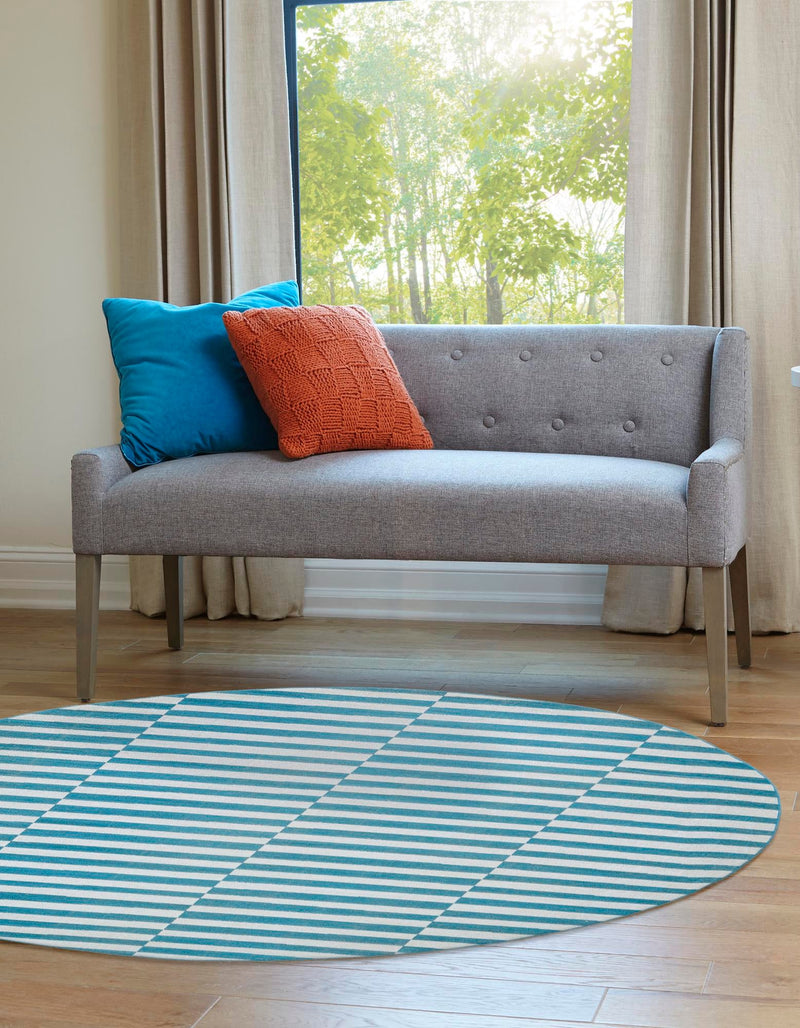 Soho Elegance Collection Area Rug -  Hudson (Turquoise) Round Turquoise  lifestyle 16