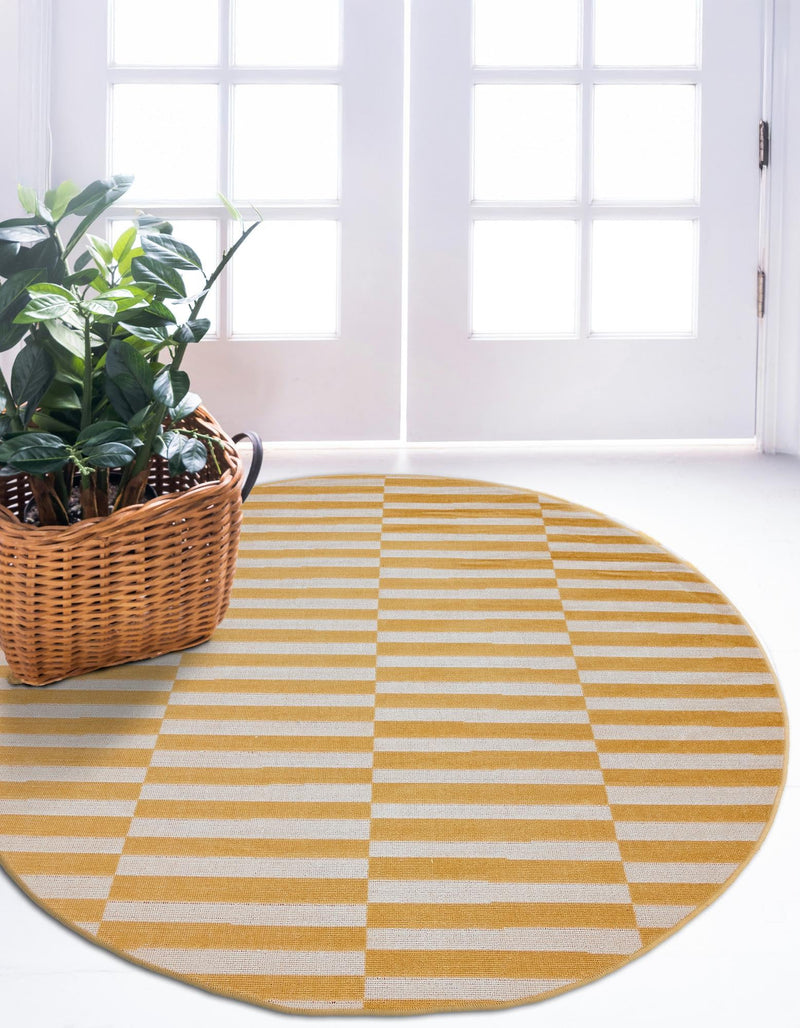 Soho Elegance Collection Area Rug -  Hudson (Yellow) Round Yellow  lifestyle 34