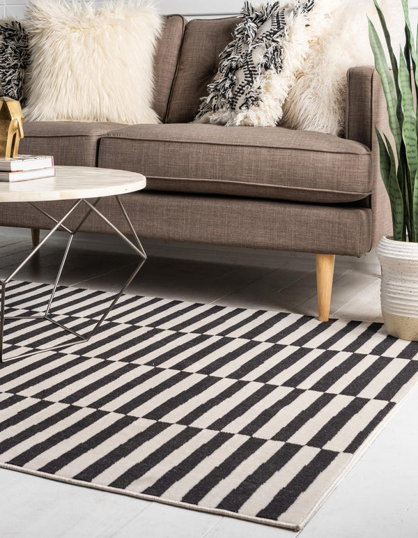 Soho Elegance Collection Area Rug -  Hudson (Black) Rectangle Black  lifestyle 3