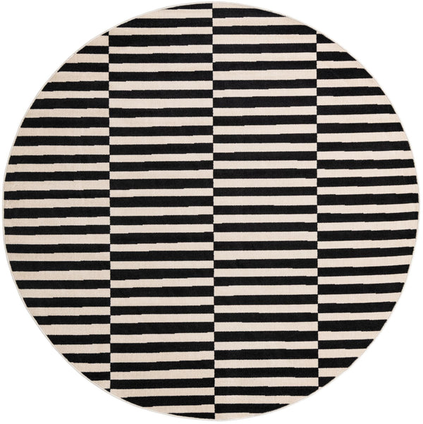 Soho Elegance Collection Area Rug -  Hudson (Black) Round Black  lifestyle 17