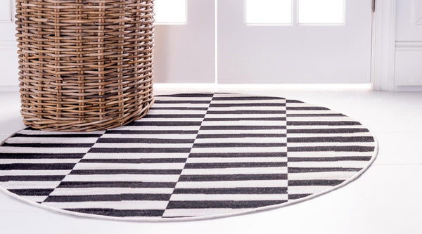 Soho Elegance Collection Area Rug -  Hudson (Black) Round Black  lifestyle 29