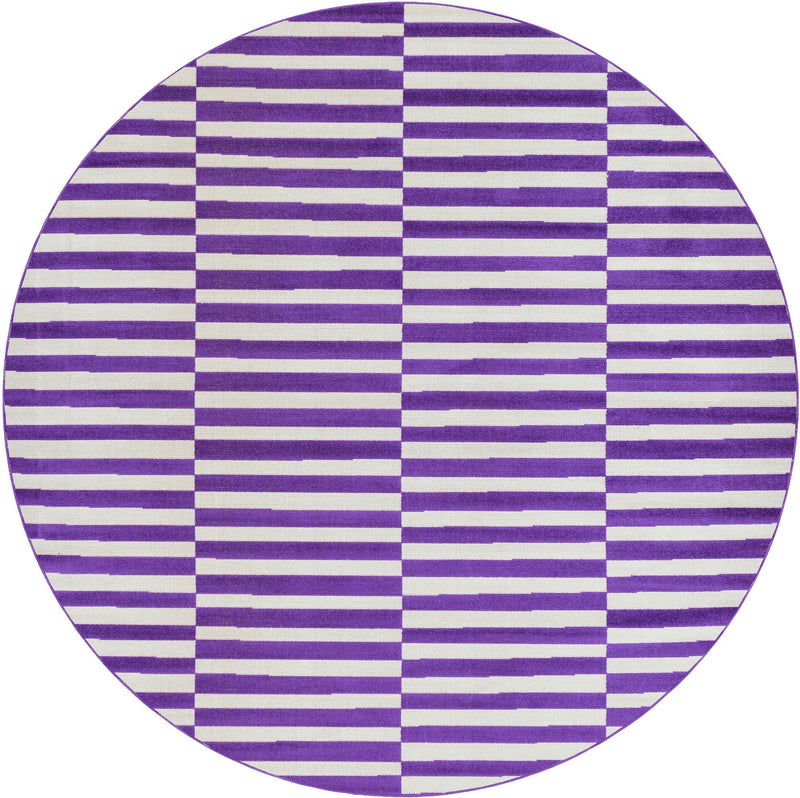 Soho Elegance Collection Area Rug -  Hudson (Purple) Round Purple  lifestyle 12