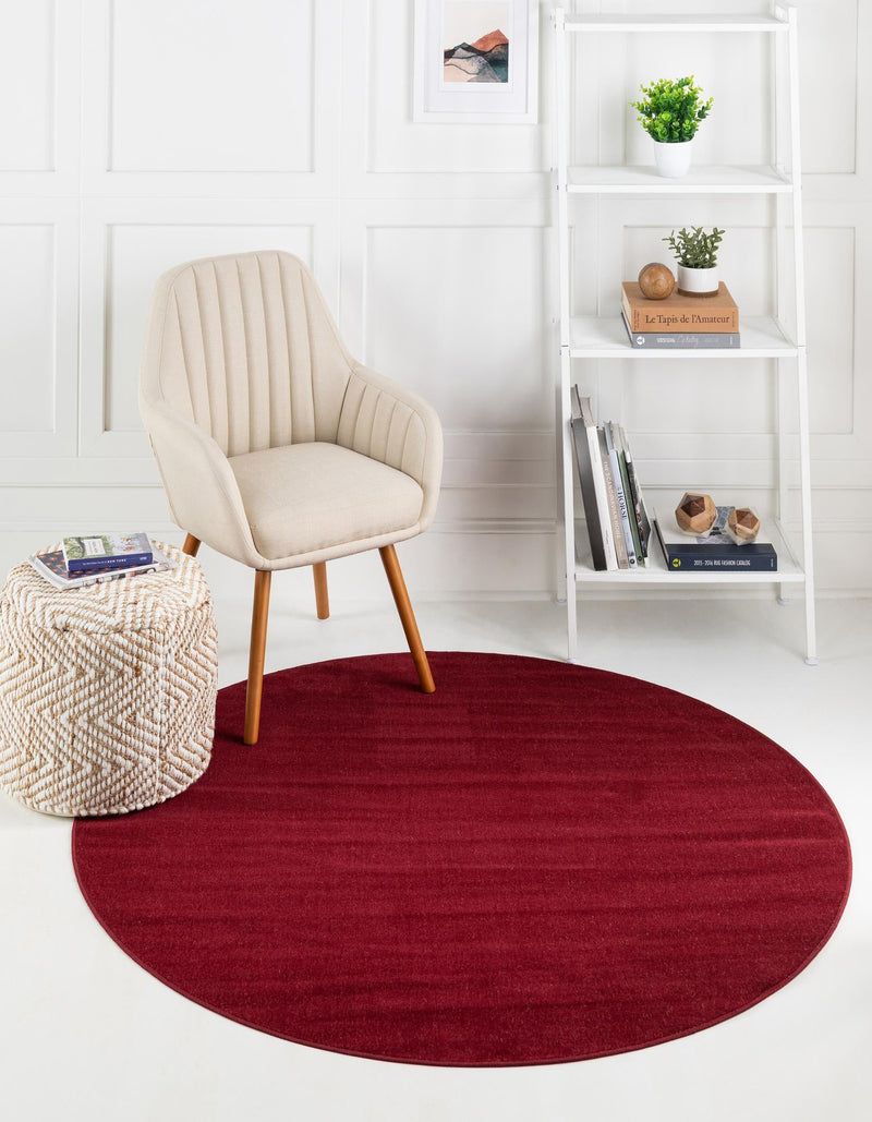 Soho Elegance Collection Area Rug - Chelsea (Burgundy) Round Burgundy  lifestyle 14