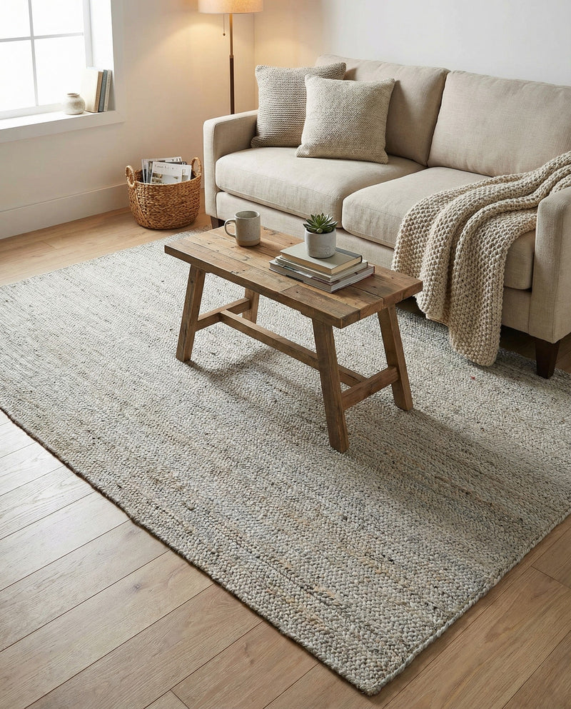 Woven Seaside Jute Collection Area Rug - Savannah (Gray) Rectangle Gray  lifestyle 16