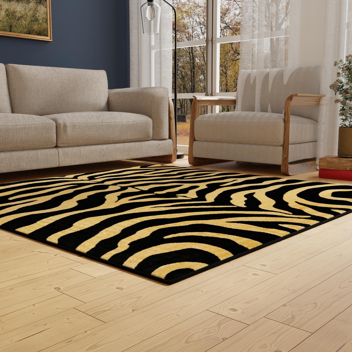 Savannah Sojourn Collection Area Rug -  Kilimanjaro Square Black  lifestyle 106
