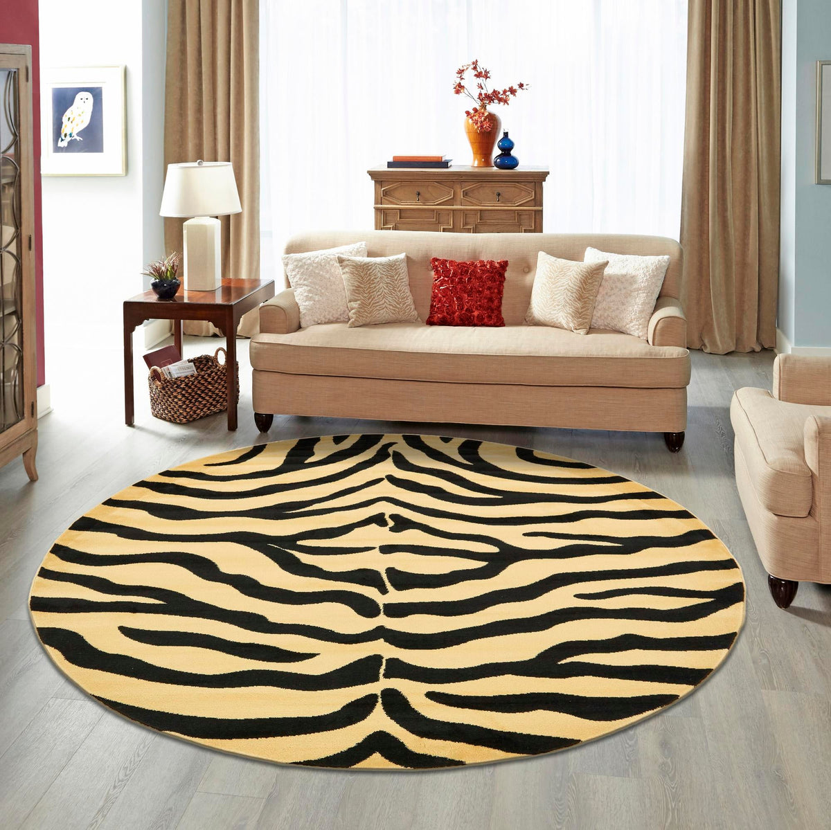 Savannah Sojourn Collection Area Rug -  Kilimanjaro Round Cream  lifestyle 60