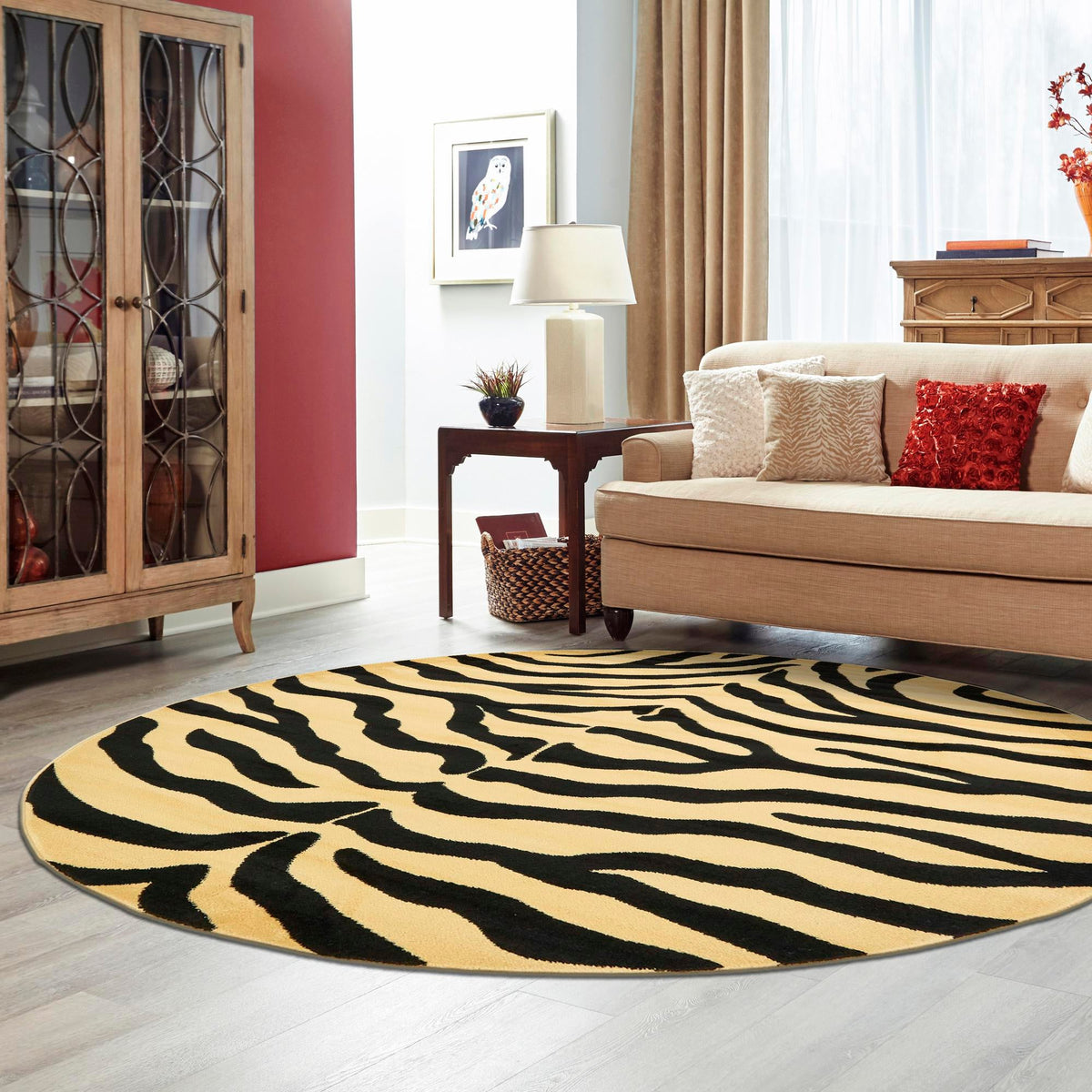 Savannah Sojourn Collection Area Rug -  Kilimanjaro Round Cream  lifestyle 62