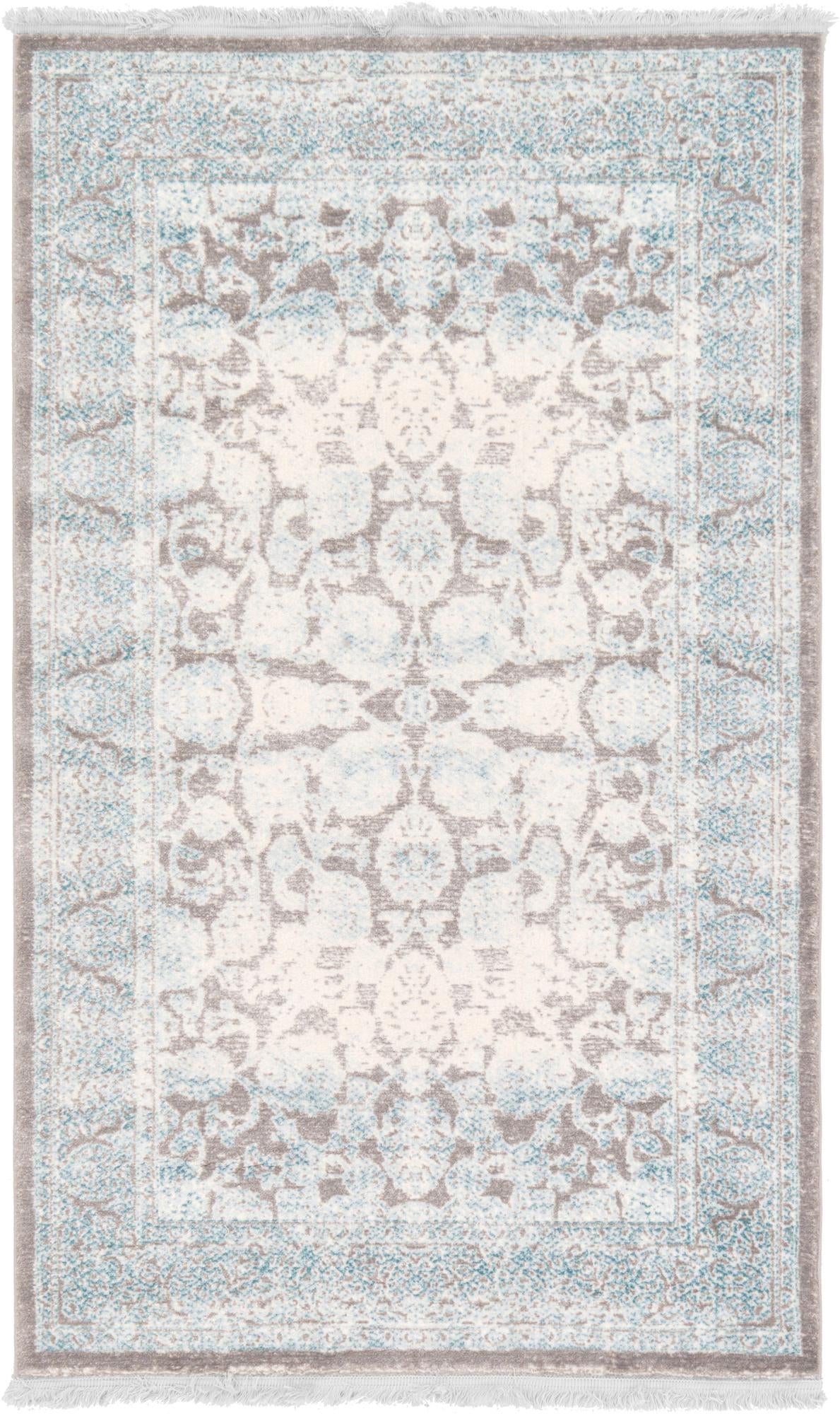 Rustic Charm Revival Collection Area Rug -  Pastoral Rectangle Light Blue Main
