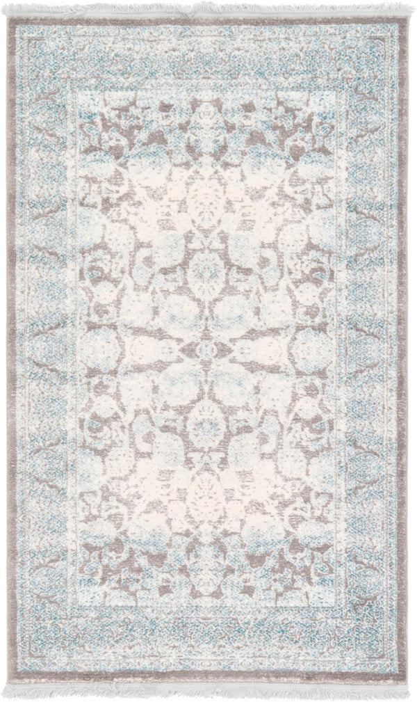 Rustic Charm Revival Collection Area Rug -  Pastoral Rectangle Light Blue Main