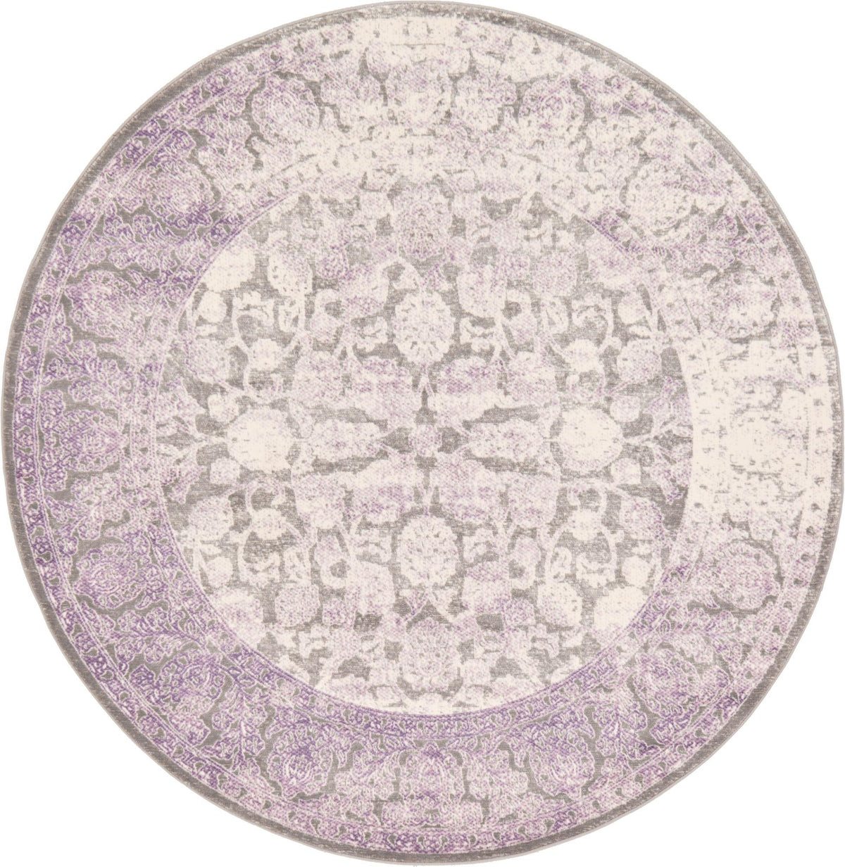 Rustic Charm Revival Collection Area Rug -  Pastoral Round Lilac  lifestyle 41