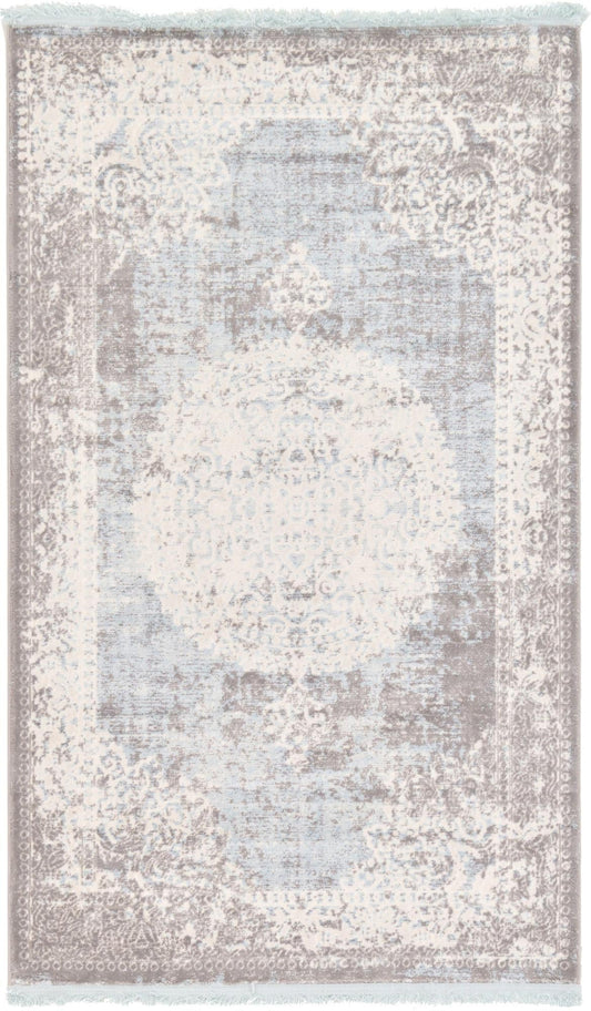 Rustic Charm Revival Collection Area Rug -  Meadowland Rectangle Light Blue Main