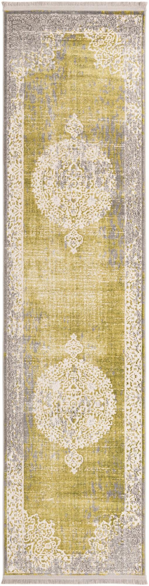 Rustic Charm Revival Collection Area Rug -  Meadowland Runner Light Green  lifestyle 100