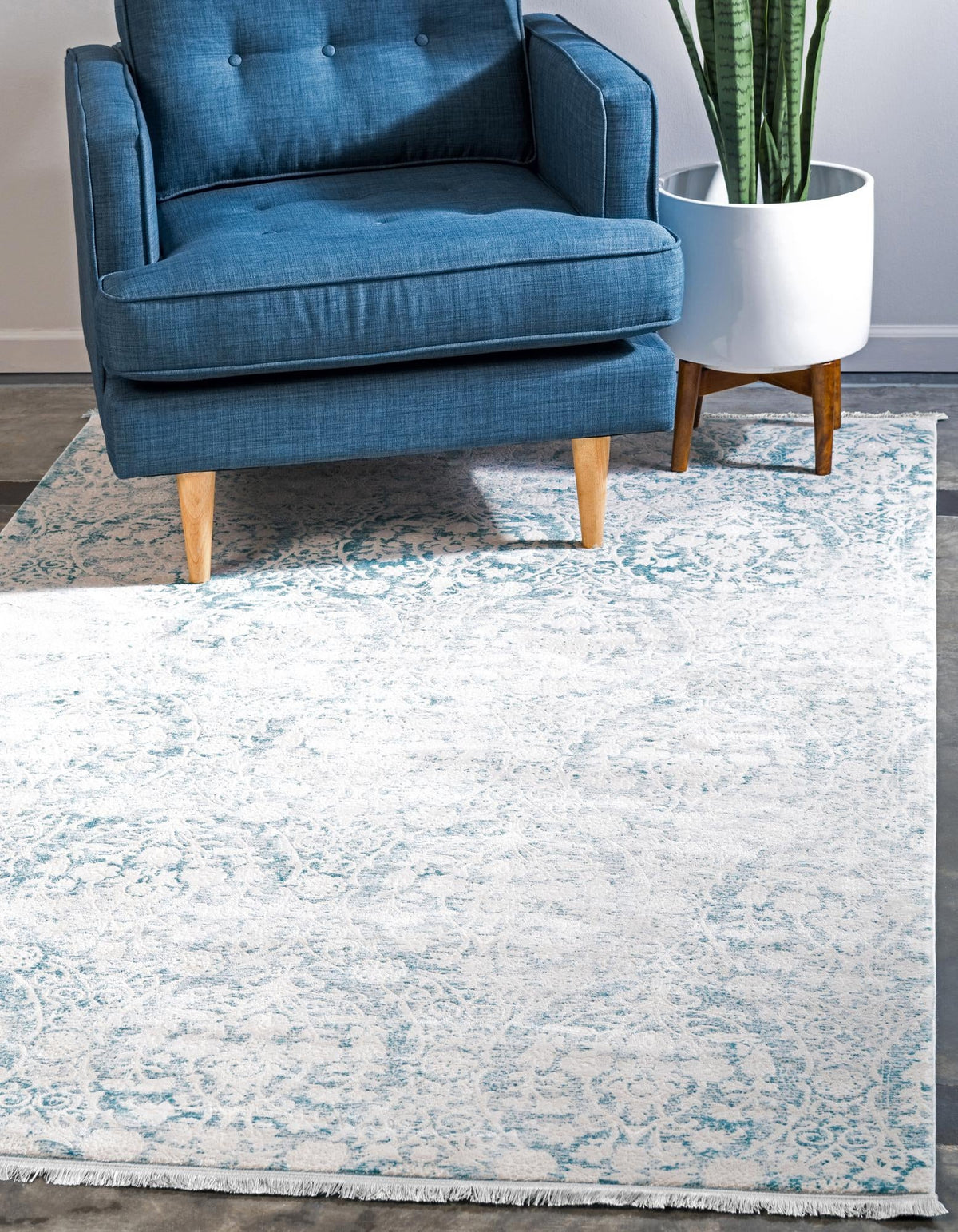 Rustic Charm Revival Collection Area Rug -  Barnwood Rectangle Light Blue  lifestyle 3