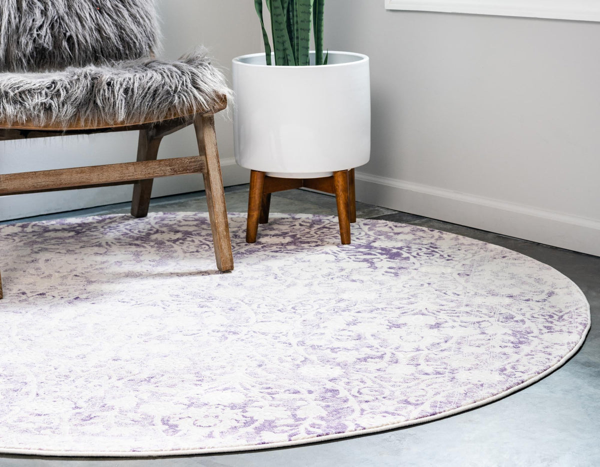 Rustic Charm Revival Collection Area Rug -  Barnwood Round Purple  lifestyle 41