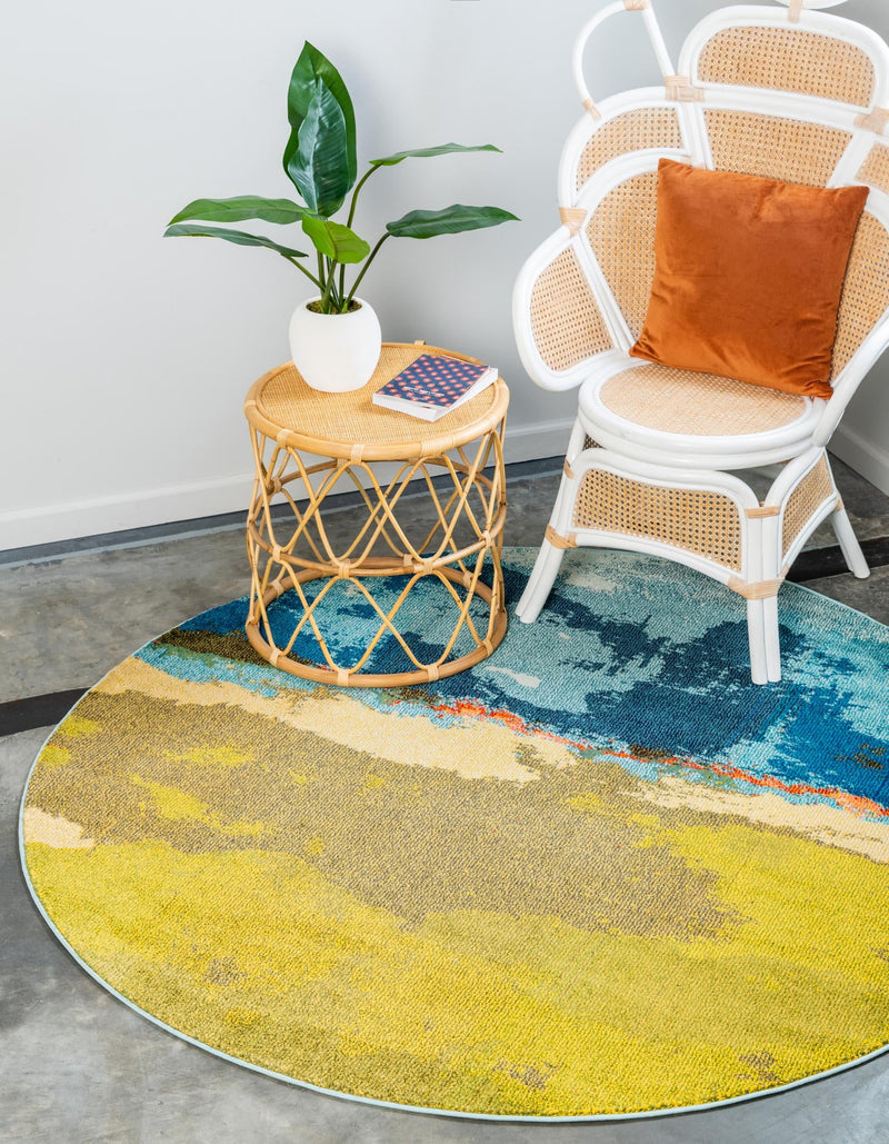 Marrakesh Elegance Collection Area Rug -  Nomad Round Blue  lifestyle 15
