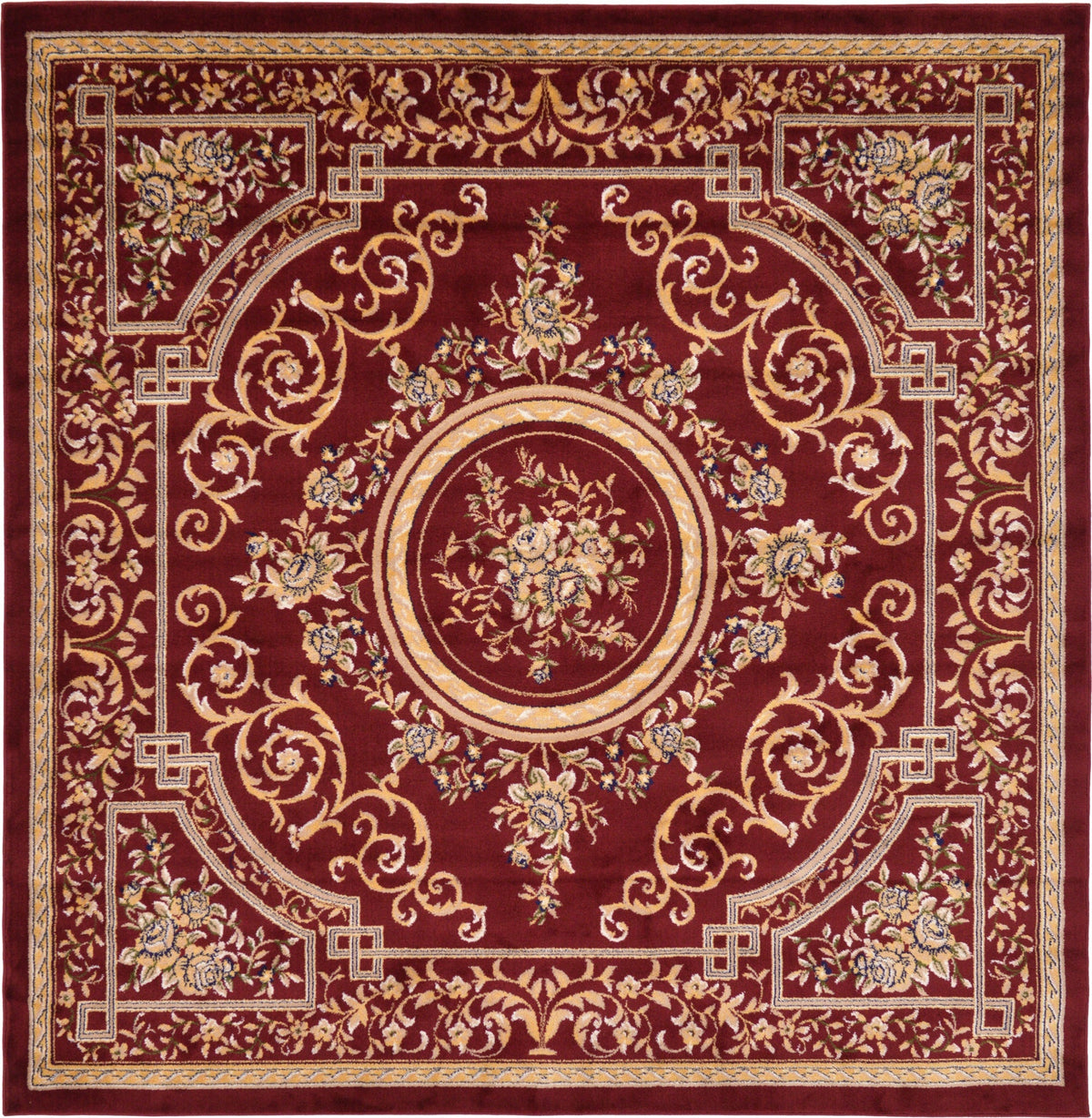 Versailles Elegance Collection Area Rug -  Chantilly Square Burgundy Main
