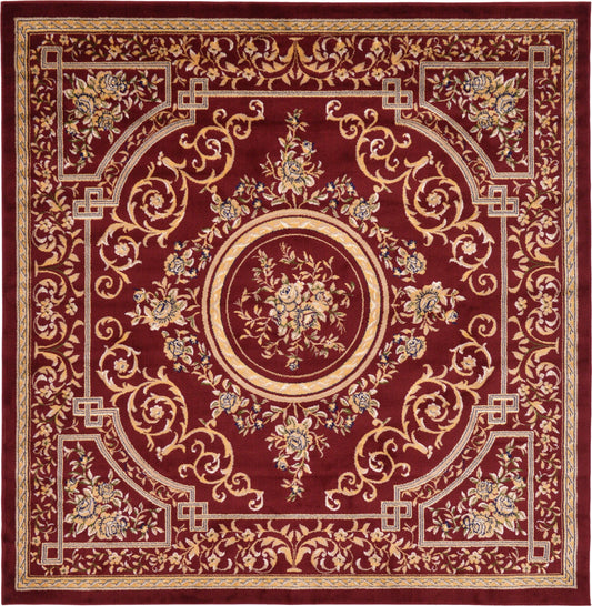 Versailles Elegance Collection Area Rug -  Chantilly Square Burgundy Main