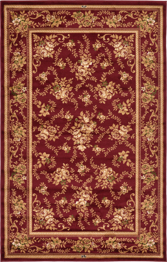 Versailles Elegance Collection Area Rug -  Meudon Rectangle Burgundy Main