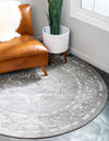 Rustic Charm Revival Collection Area Rug -  Countryside Round Light Gray  lifestyle 24
