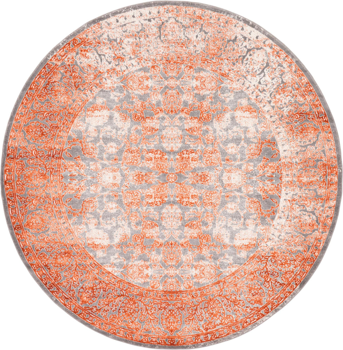 Rustic Charm Revival Collection Area Rug -  Pastoral Round Terracotta  lifestyle 44
