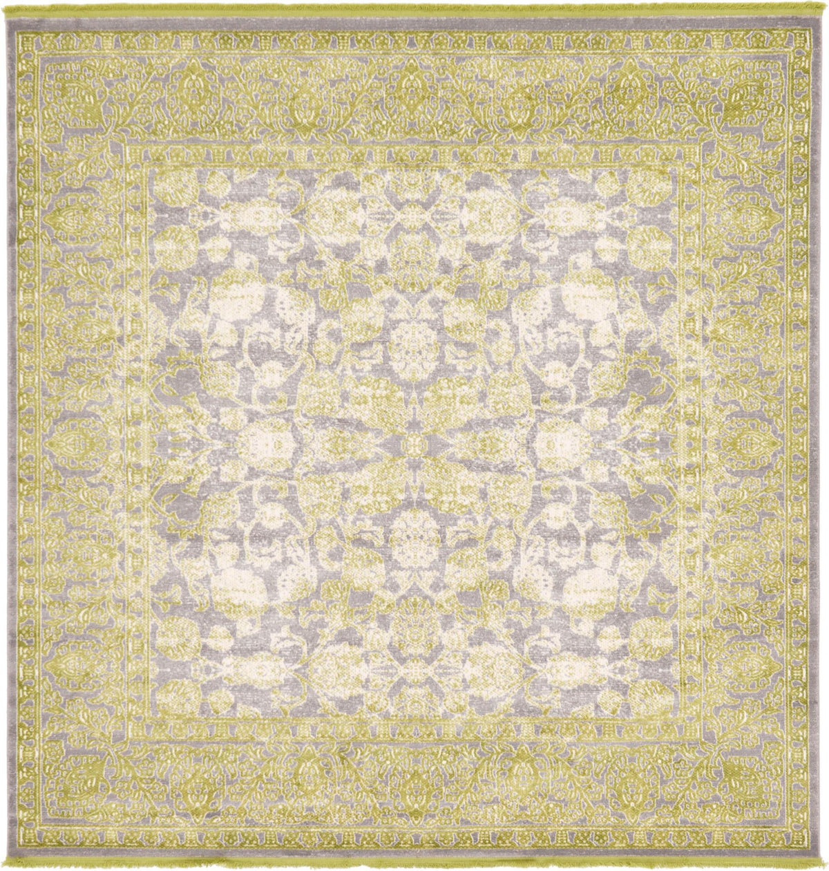 Rustic Charm Revival Collection Area Rug -  Pastoral Square Light Green  lifestyle 46